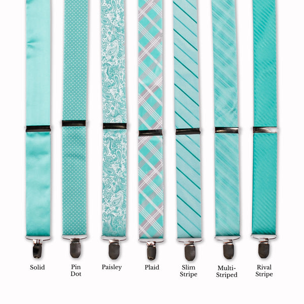 Classic Adjustable Suspenders - Aqua Collage