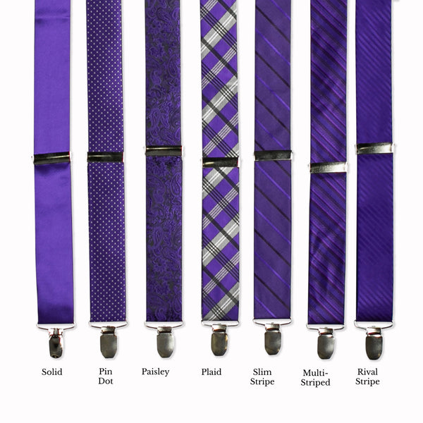 Classic Adjustable Suspenders - Purple Collage