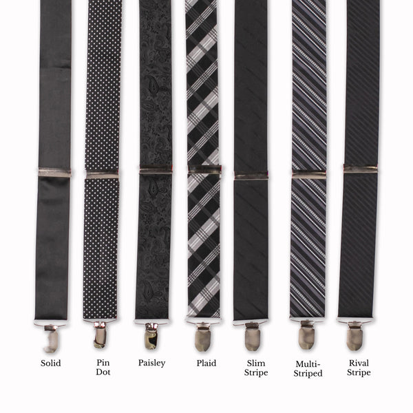 Classic Adjustable Suspenders - Black Collage