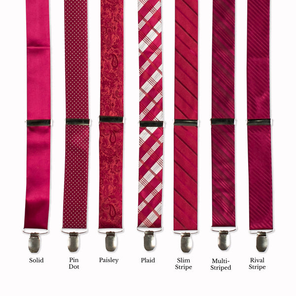 Classic Adjustable Suspenders - Burgundy Collage