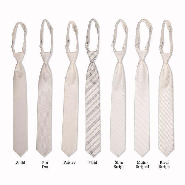 Classic Long Tie - Ivory Collage