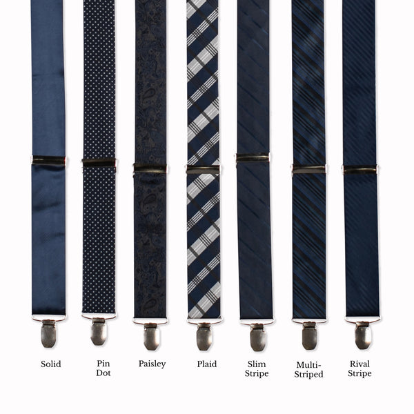 Classic Adjustable Suspenders - Navy Collage
