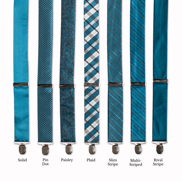 Classic Adjustable Suspenders - Peacock Collage