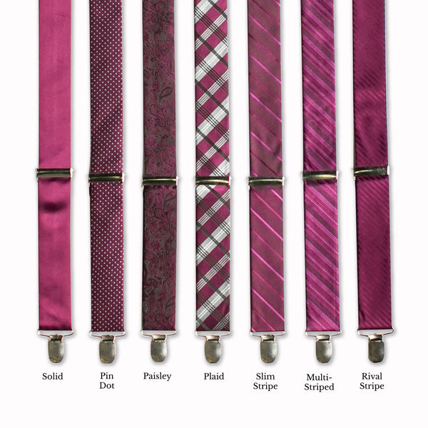 Classic Adjustable Suspenders - Plum Collage