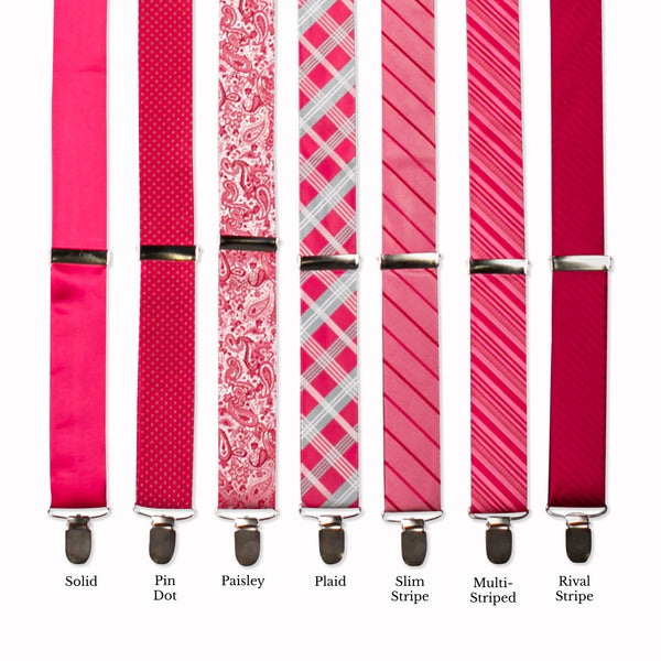 Classic Adjustable Suspenders - Raspberry Collage