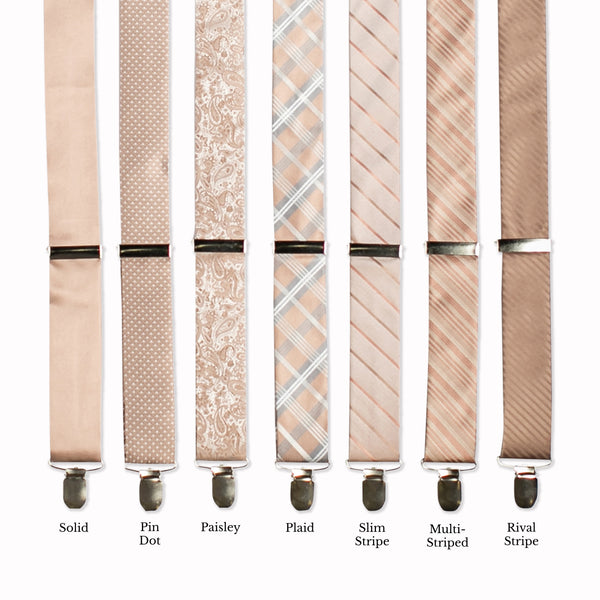 Classic Adjustable Suspenders - Taupe Collage