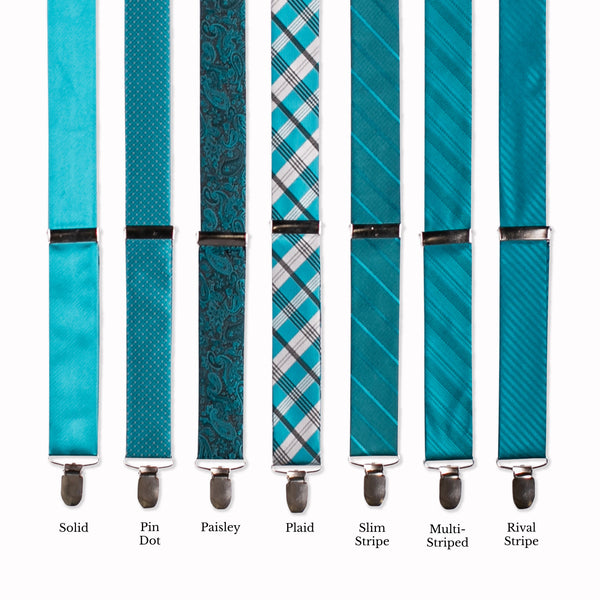 Classic Adjustable Suspenders - Teal Collage