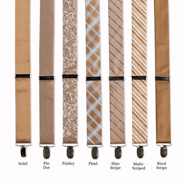 Classic Adjustable Suspenders - Wheat Collage