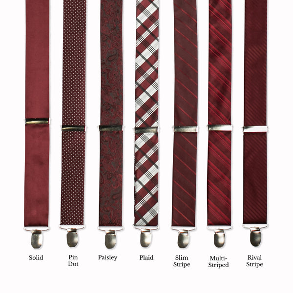 Classic Adjustable Suspenders - Wine Collage